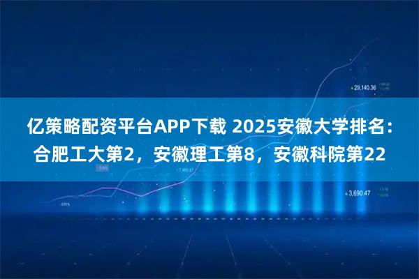 亿策略配资平台APP下载 2025安徽大学排名：合肥工大第2，安徽理工第8，安徽科院第22