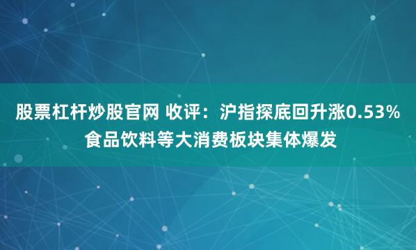 股票杠杆炒股官网 收评：沪指探底回升涨0.53% 食品饮料等大消费板块集体爆发