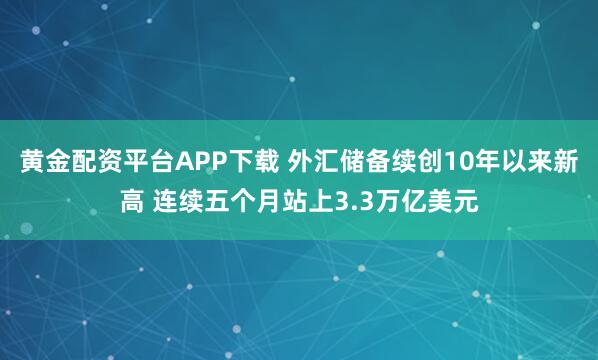 黄金配资平台APP下载 外汇储备续创10年以来新高 连续五个月站上3.3万亿美元